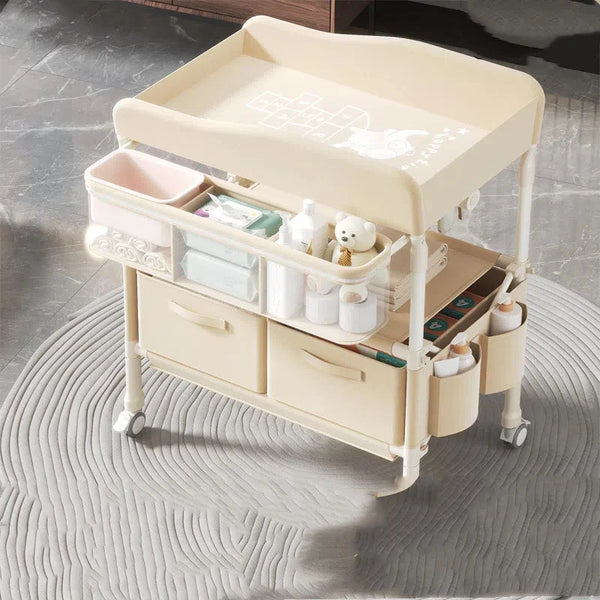 4-in-1 Foldable Baby Changing Station with Bath, Massage Pad & Storage – Portable Nursery Center